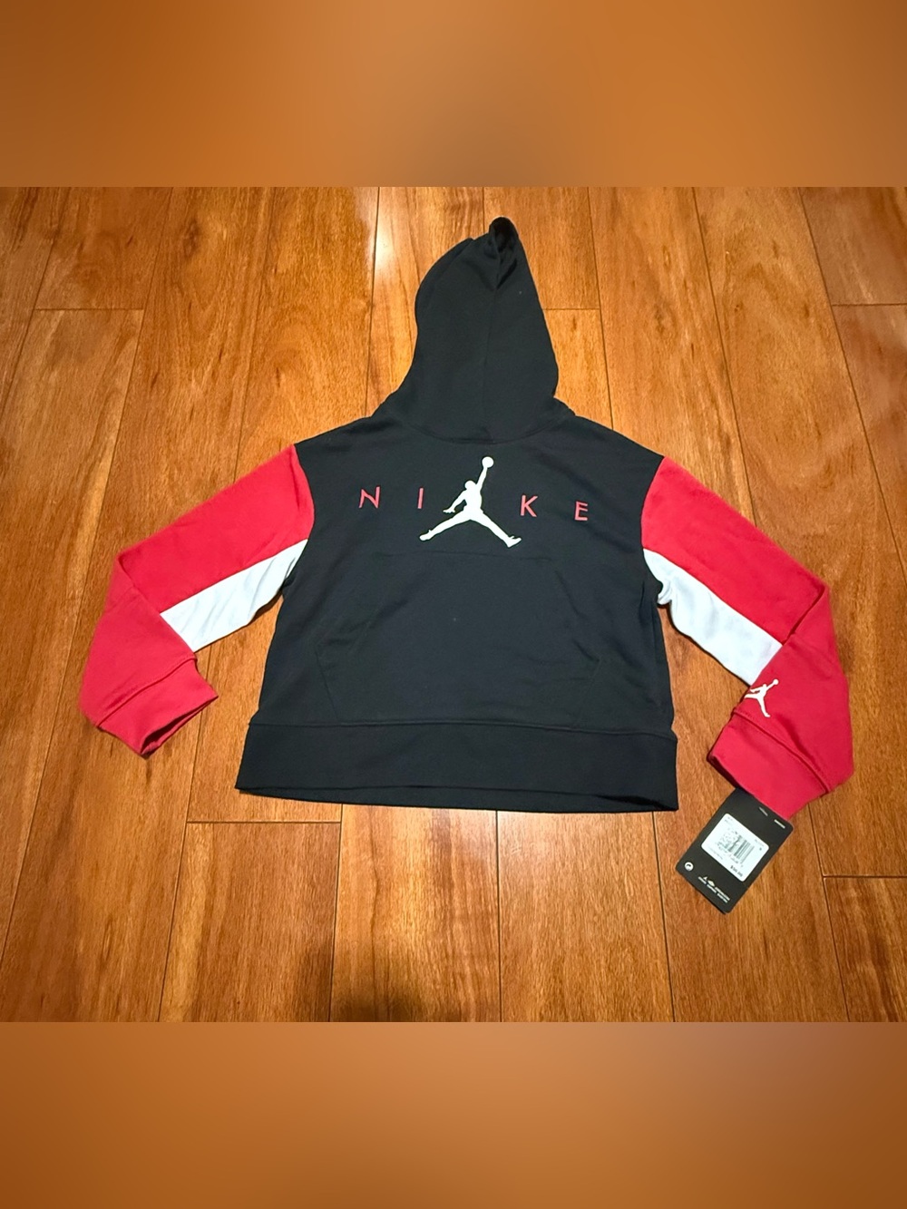 Jordan Kids Black, Red & White Colorblock Hoodie